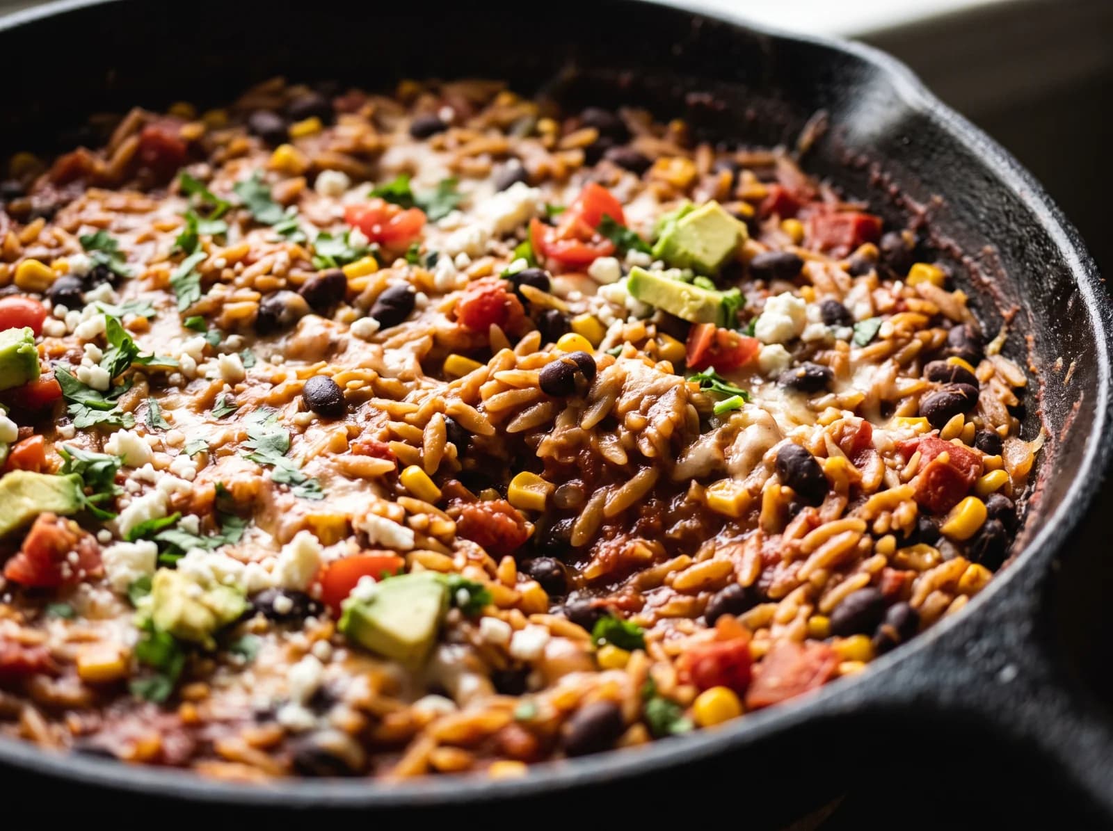 Smoky Enchilada Orzo Skillet